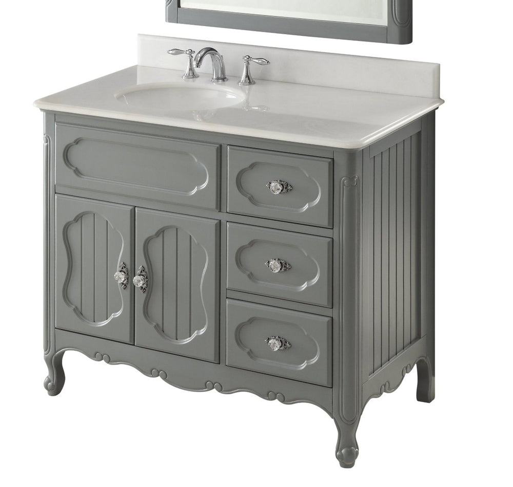 42 Inch Gray Charming Cottage Chic Knoxville Vanity with Marble Top
