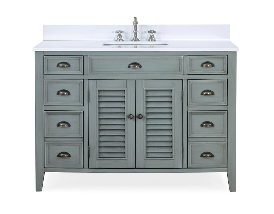46 Inch Gray Zapate with Plantation Style Single Sink Bathroom Vanity