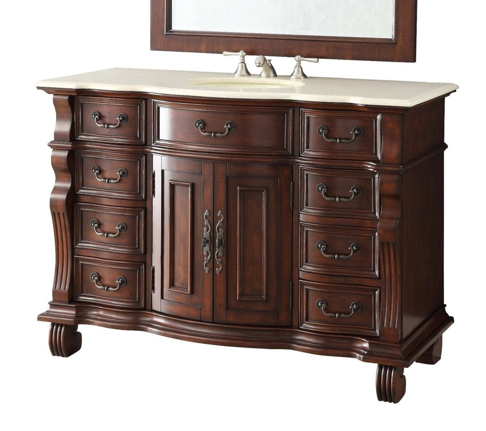 50" Cherry Wood Hopkinton Bathroom Sink Vanity Creama Mafil Marble Top
