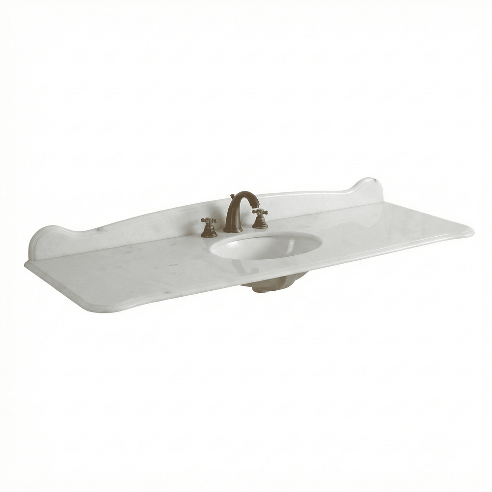 56 Inch White Marble Vanity Countertop with Sink