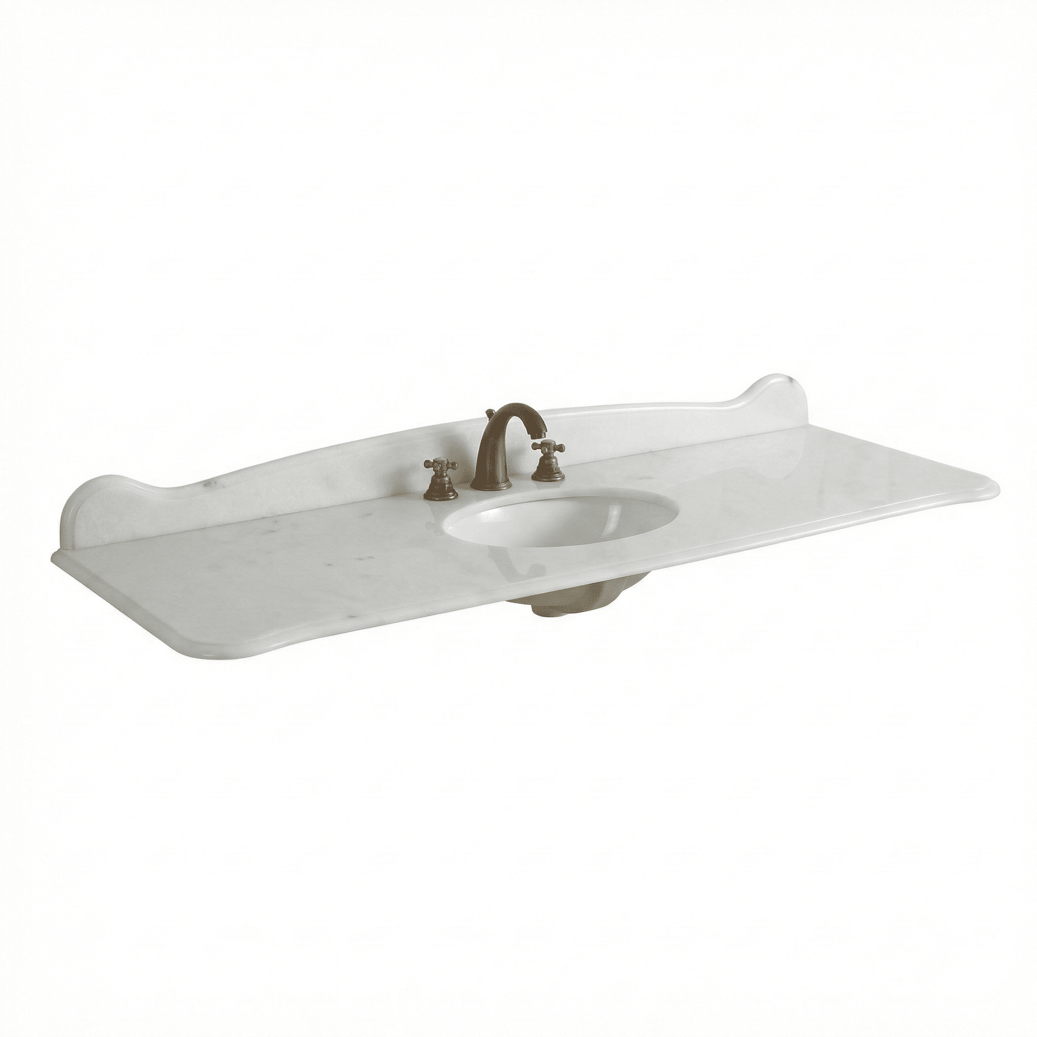 56 inch White Marble Stone Top With Sink | 56 x 22'' D