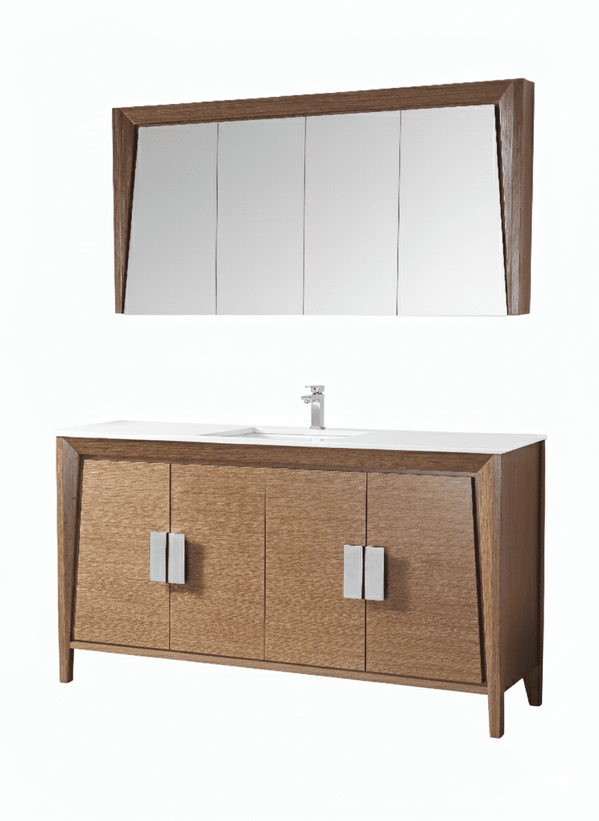 60 inch Larvotto Light Wheat Contemporary Single Sink Bathroom Vanity
