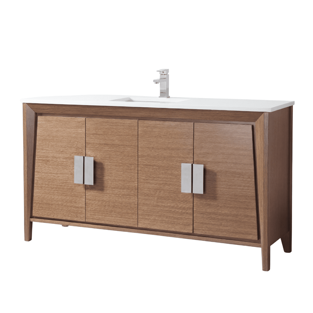 60 inch Larvotto Light Wheat Contemporary Single Sink Bathroom Vanity