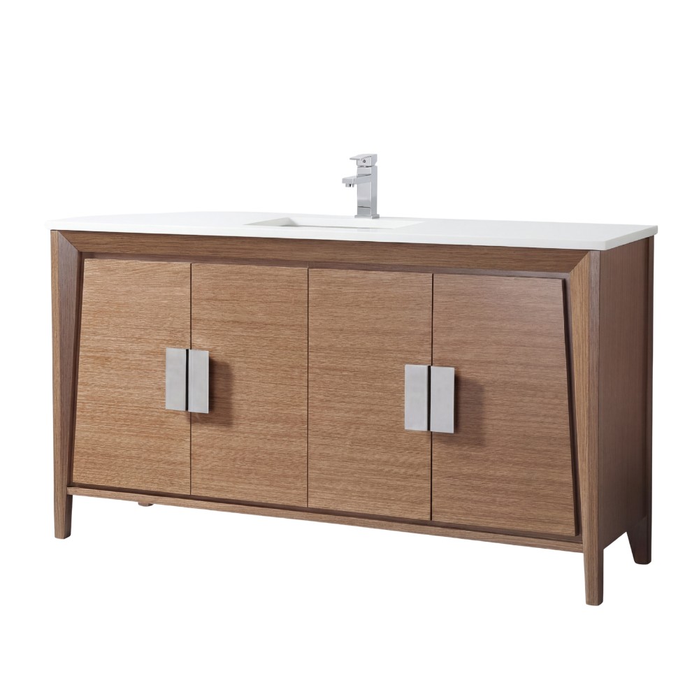 60 inch Larvotto Light Wheat Contemporary Single Sink Bathroom Vanity