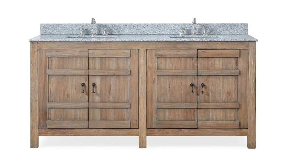 72 Inch Natural Wood Artisan Style Double Sink Lindor Bathroom Vanity