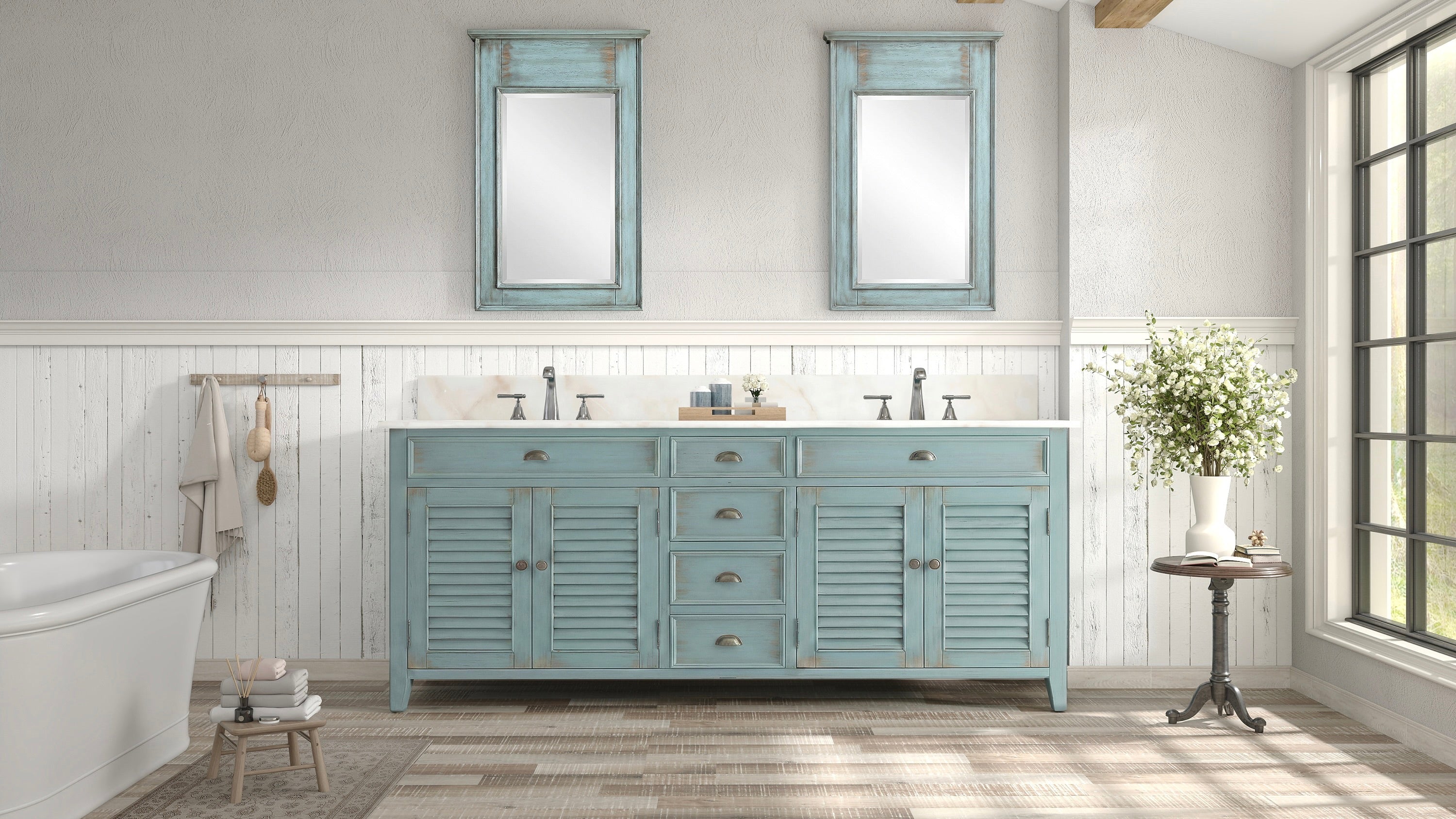 60" inch Benton Collection Abbeville Double Sink Vanity Model