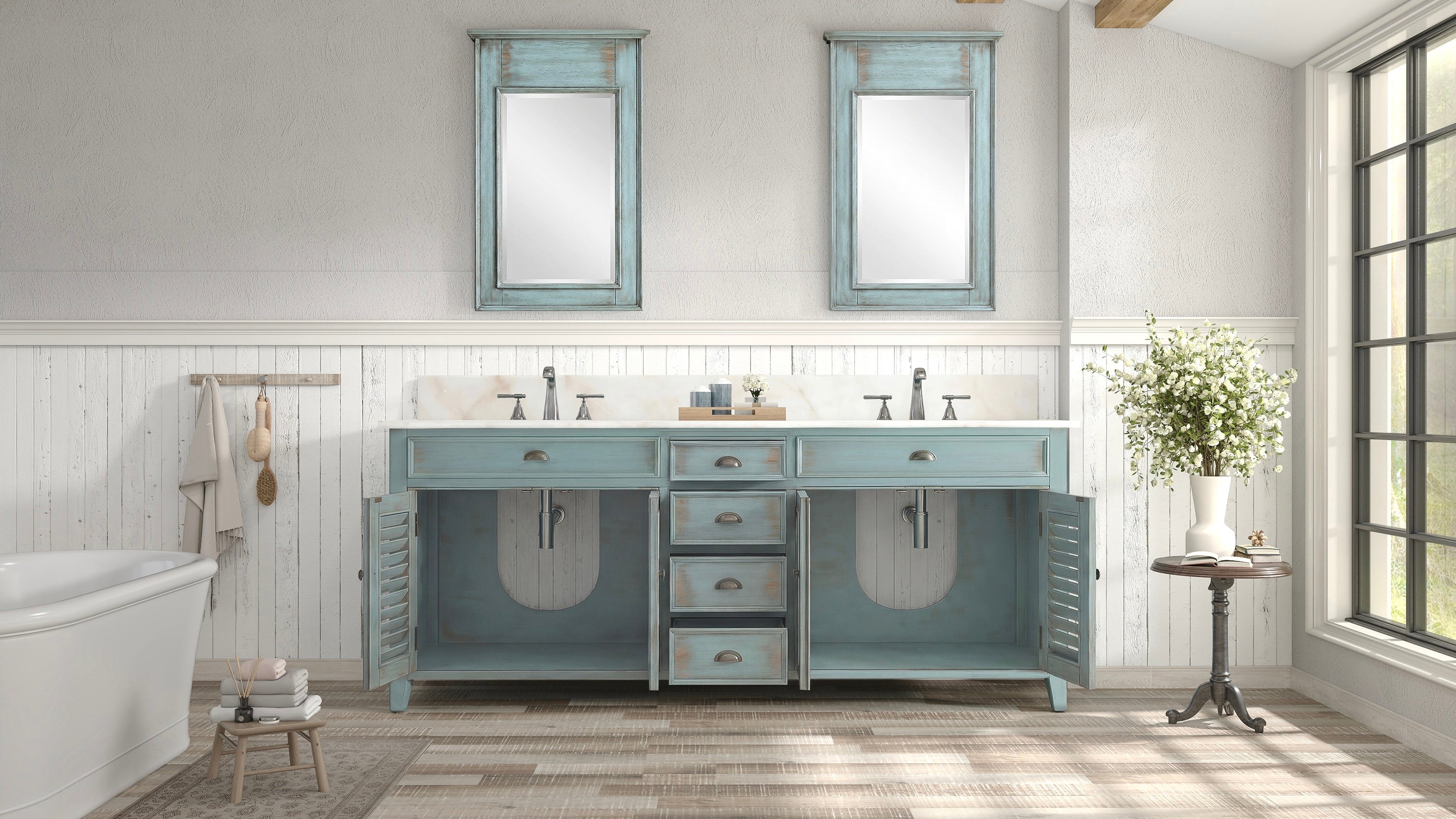 60" inch Benton Collection Abbeville Double Sink Vanity Model