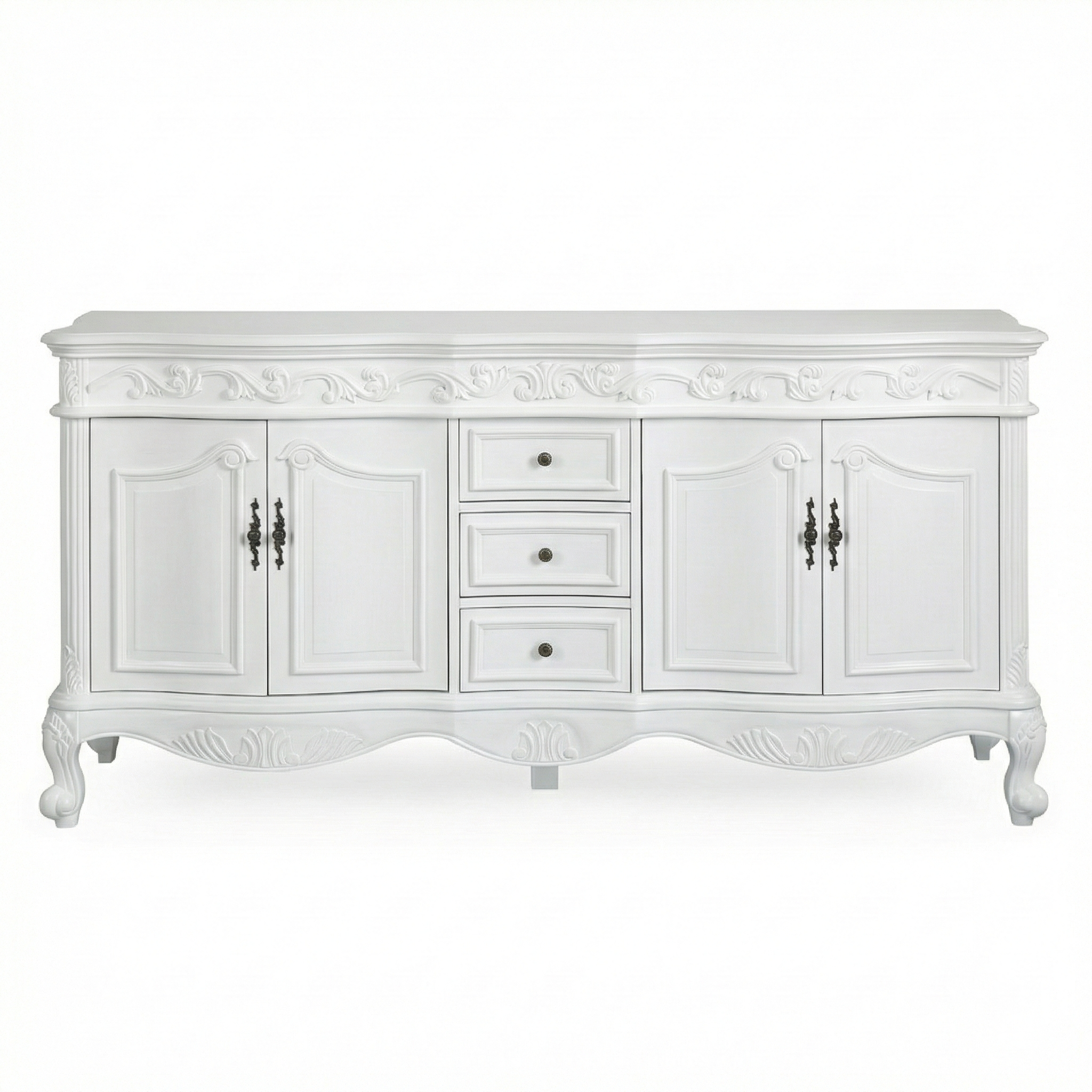 64 in Beckham Collection Double Cabinet Base - Antique White