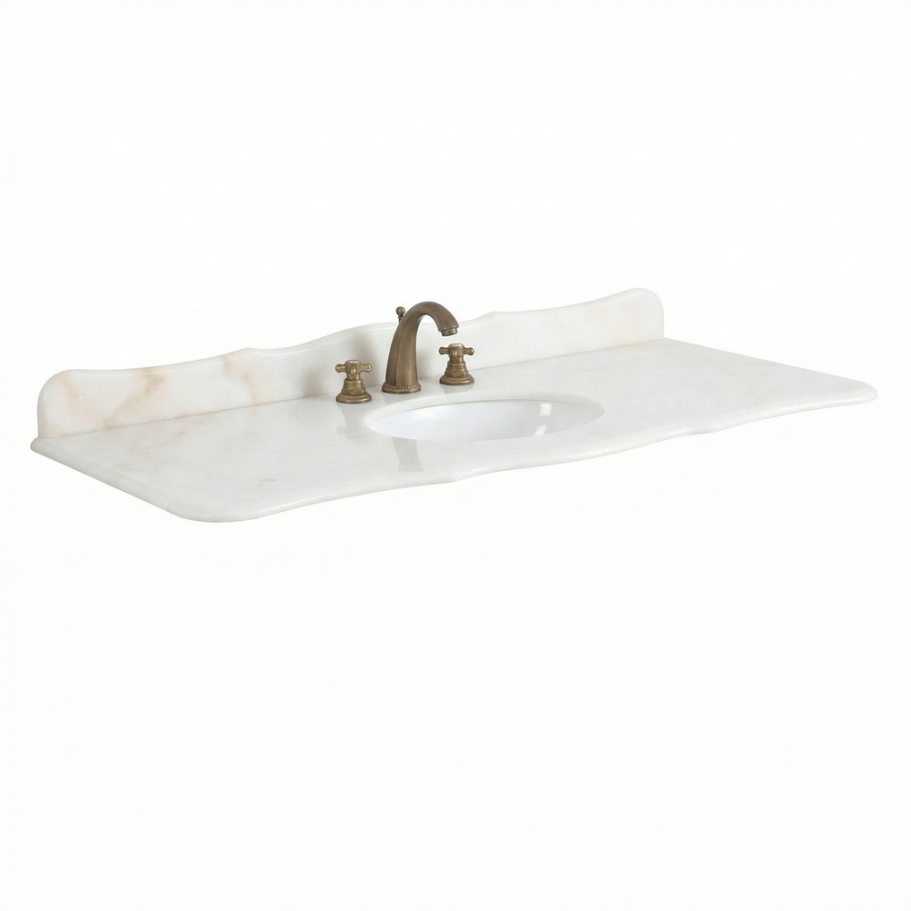 48 Inch White Marble Stone Top with Sink 48 x 22'' D