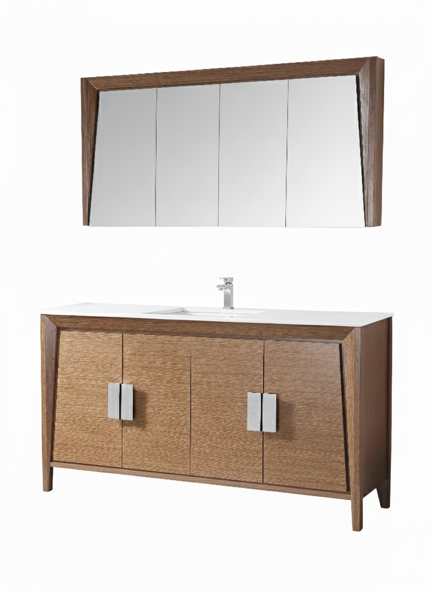60 inch Larvotto Light Wheat Contemporary Single Sink Bathroom Vanity