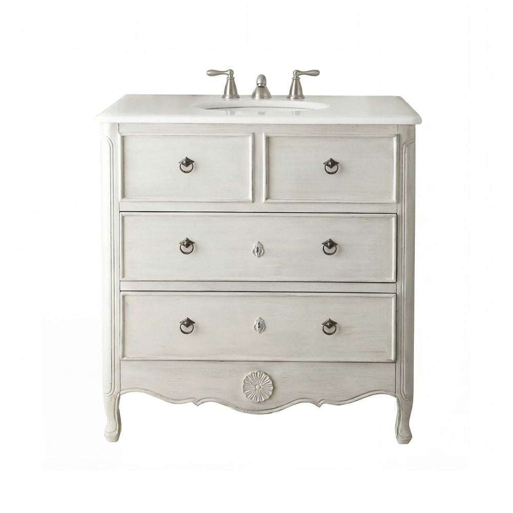 34 Inch Distressed Gray Daleville Cottage Style Bathroom Sink Vanity