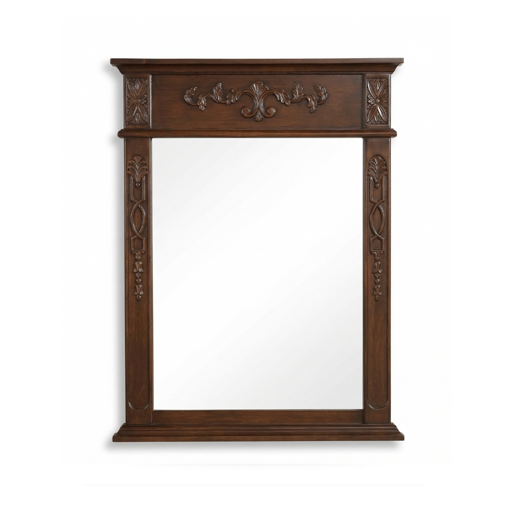 Debellis Brown Wall Mirror, 22" W x 28" H Rectangular Wood Framed Mirror for Bathroom Vanity