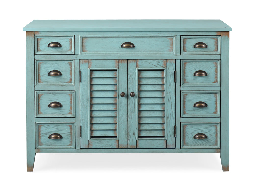 46 Inch Abbeville Cabinet Base - Distressed Light Blue
