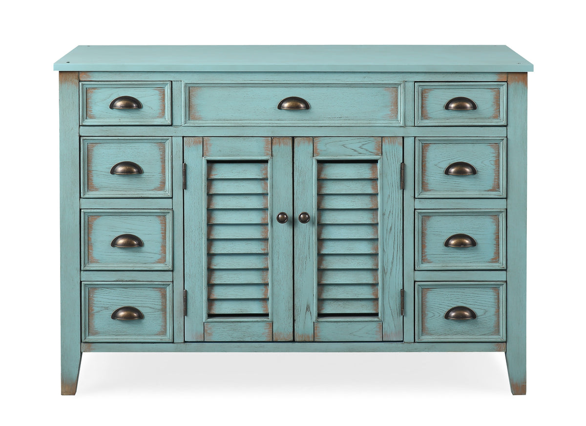 46 Inch Abbeville Cabinet Base - Distressed Light Blue