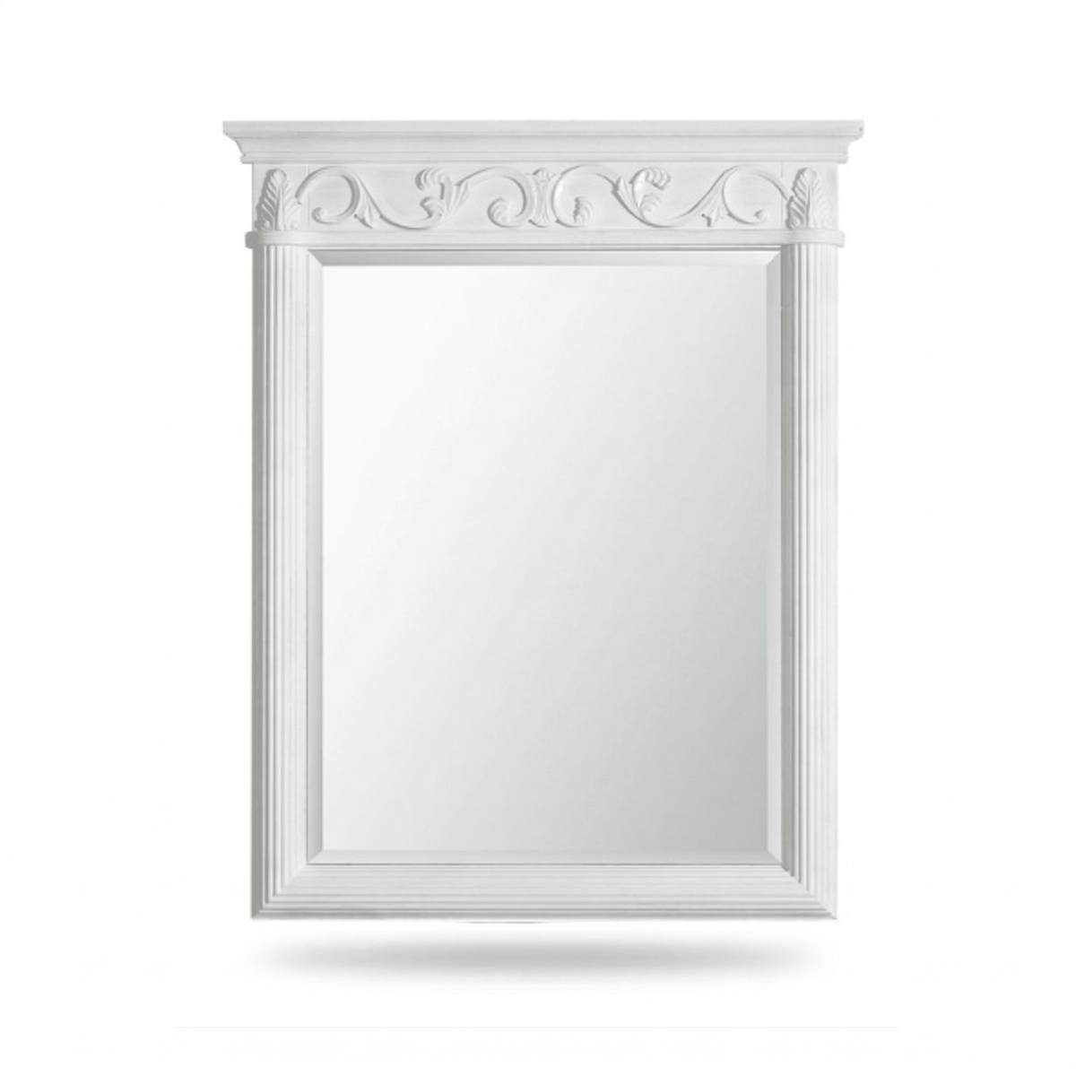 Beckham Wall Hanging Mirror Traditional Styel Antique White 32 x 40"H