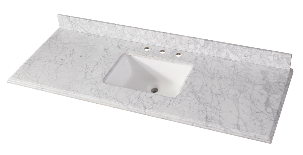 60 inch Carrara Stone Top With Sink | 60 x 22'' D
