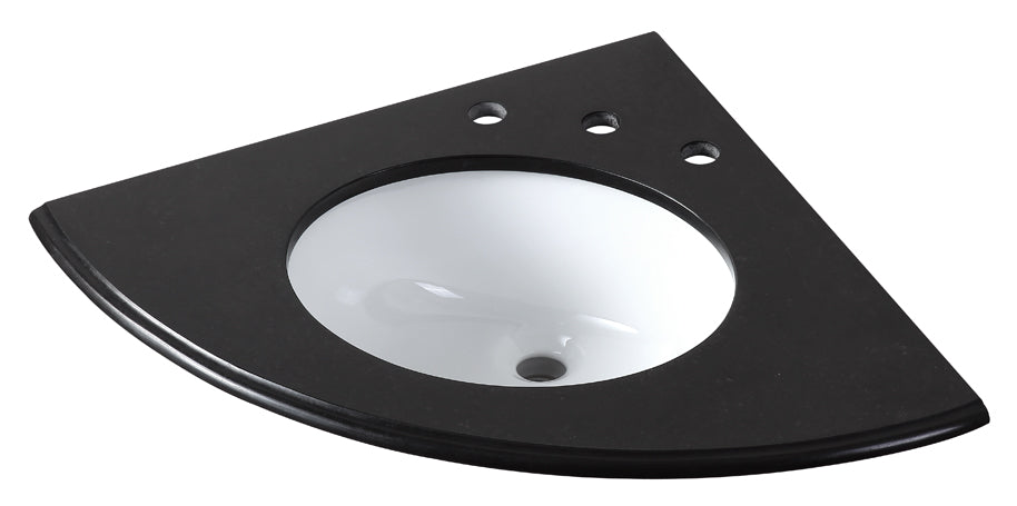 24 inch Corner Style Black Granite Stone Top With Sink | 24 x 24'' D