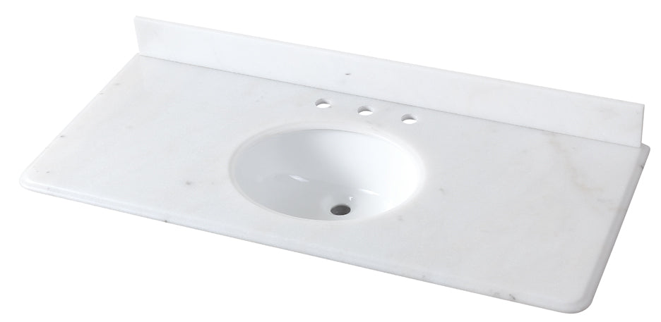 48 inch White Marble Stone Top With Sink | 48 x 22'' D