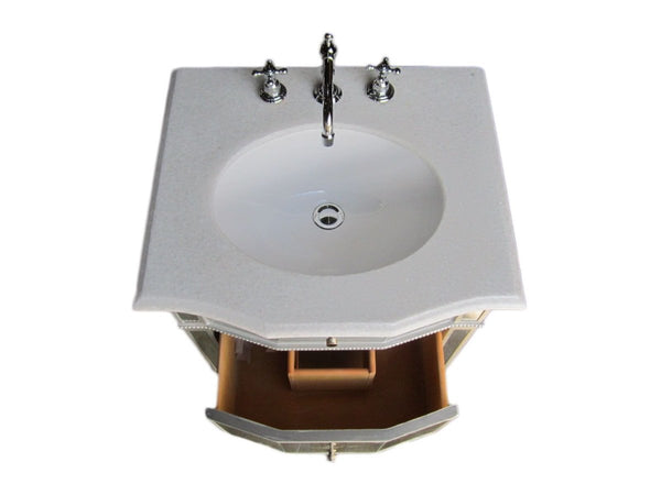 24" Ashlie Mirrored with Silver Trim Bathroom Sink Vanity - Model HF006 - Bentoncollections
