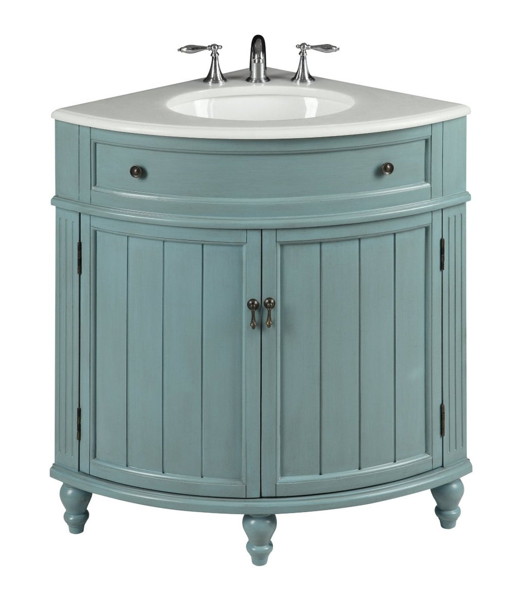 24 Inch Triadsville Freestanding White Corner Bathroom Sink Vanity