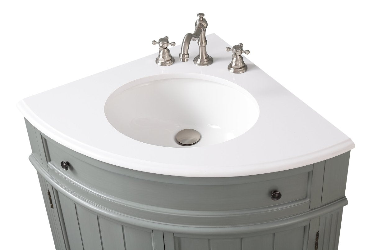 24" Benton Collection Triadsville Gray Farmhouse Corner Bathroom Vanity - ZK-47566CK - Bentoncollections