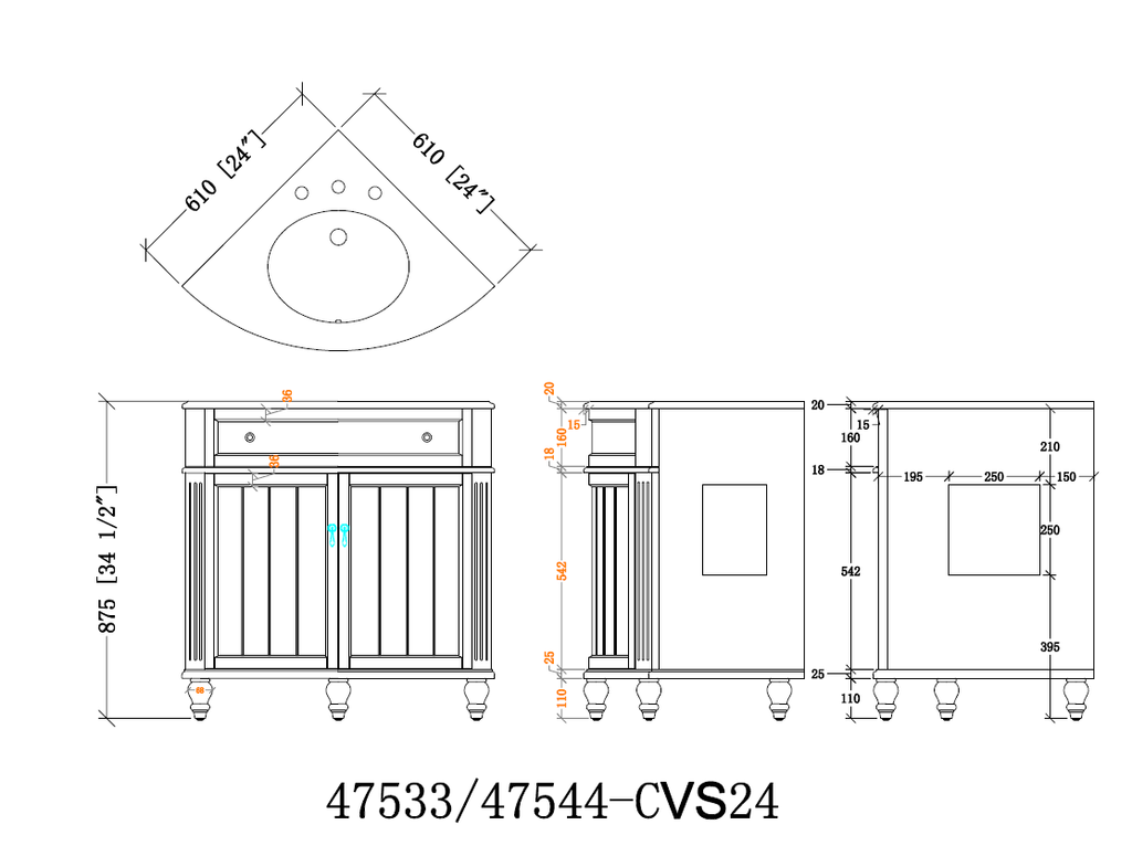 24 Inch Triadsville Taupe Corner Design Bathroom Vanity With Quartz To ...