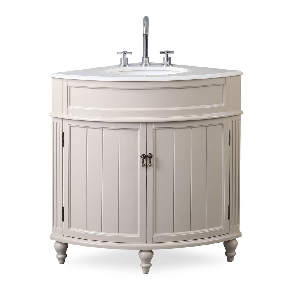 24 Inch Triadsville Taupe Corner Design Bathroom Vanity with Quartz Top