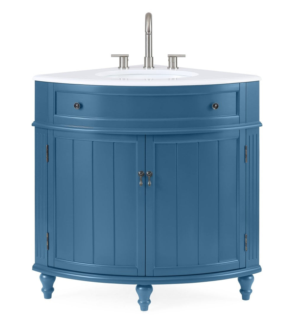 24 Inch Cottage Teal Blue Triadsville Corner Bathroom Vanity