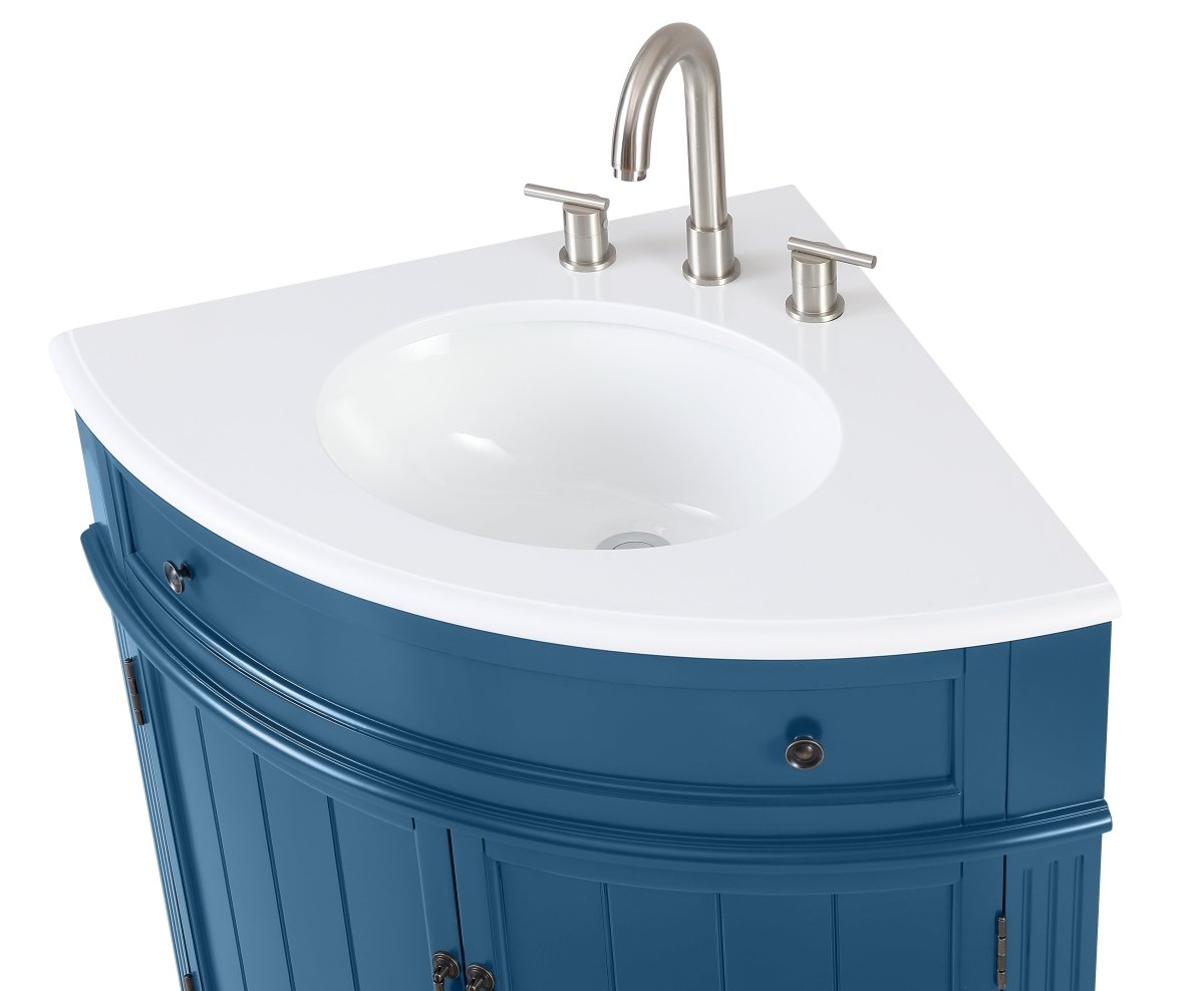 24" Benton Collection Triadsville Teal Blue Corner Bathroom Vanity - ZK-47522TB - Bentoncollections