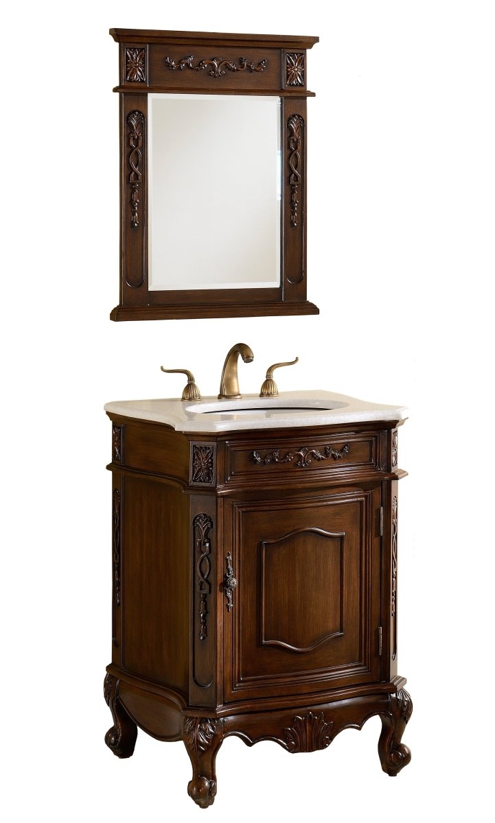 24" Classic Petite Powder Room Debellis Single Sink Bathroom Sink Vanity BWV-047W - Bentoncollections