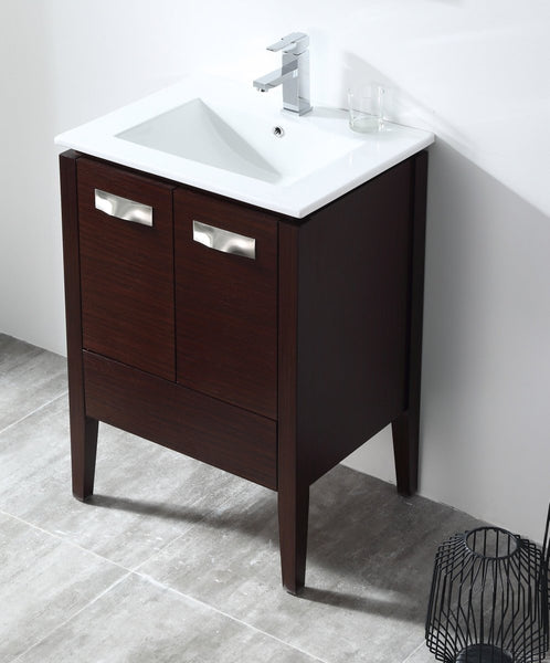24" Tennant Brand Adagio Wenge Finish Bathroom Sink Vanity - CL-409WE24-ZI - Bentoncollections