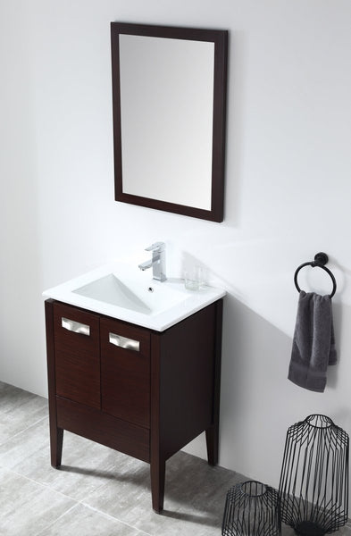24" Tennant Brand Adagio Wenge Finish Bathroom Sink Vanity - CL-409WE24-ZI - Bentoncollections