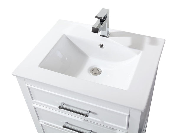 24" Tennant Brand Aruzza Small Slim Narrow White Bathroom Vanity 2822-V24W - Bentoncollections