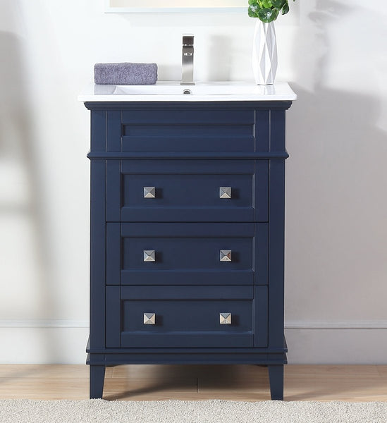 24" Tennant Brand Felix Modern Navy Blue Sink Bathroom Vanity 1810-Z24NB - Bentoncollections