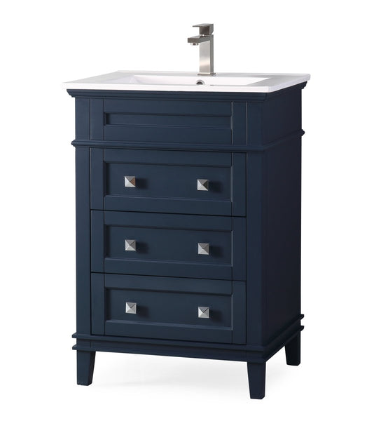 24" Tennant Brand Felix Modern Navy Blue Sink Bathroom Vanity 1810-Z24NB - Bentoncollections