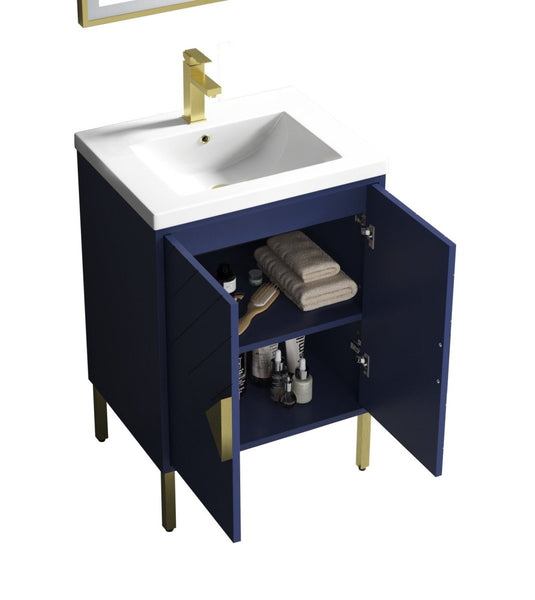 24" Tennant Brand Modern Style Navy Blue Eileen Bathroom Sink Vanity - AC-66NB24 - Bentoncollections