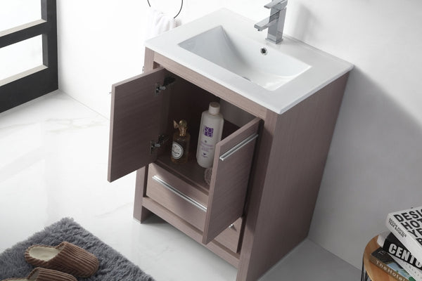 24" Tennant Brand Modern Style Vanity - Viara Bathroom Sink Vanity - CL10-GO24-ZI Gray Oak - Bentoncollections