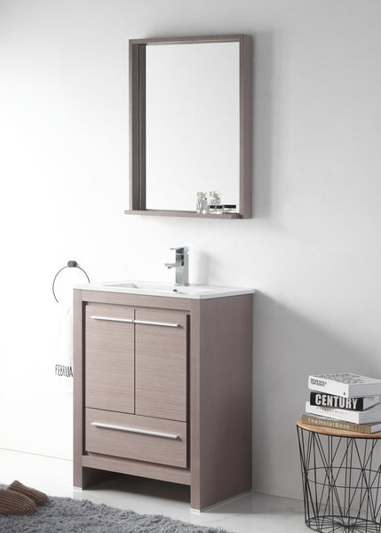 24" Tennant Brand Modern Style Vanity - Viara Bathroom Sink Vanity - CL10-GO24-ZI Gray Oak - Bentoncollections