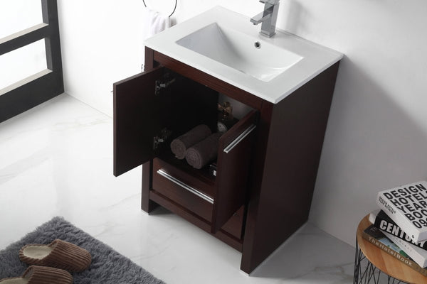 24" Tennant Brand Modern Style Vanity - Viara Bathroom Sink Vanity - CL10-WE24-ZI Espresso - Bentoncollections