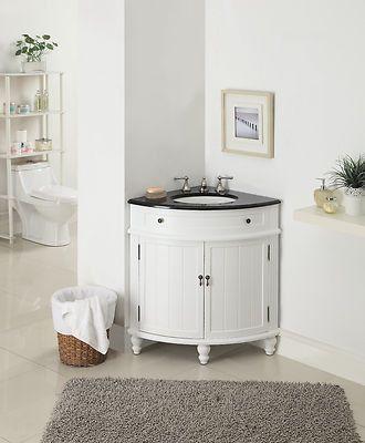 24" Triadsville Corner Shape White Bathroom Sink Vanity With Marble Top - Model # CF-47533GT - Bentoncollections