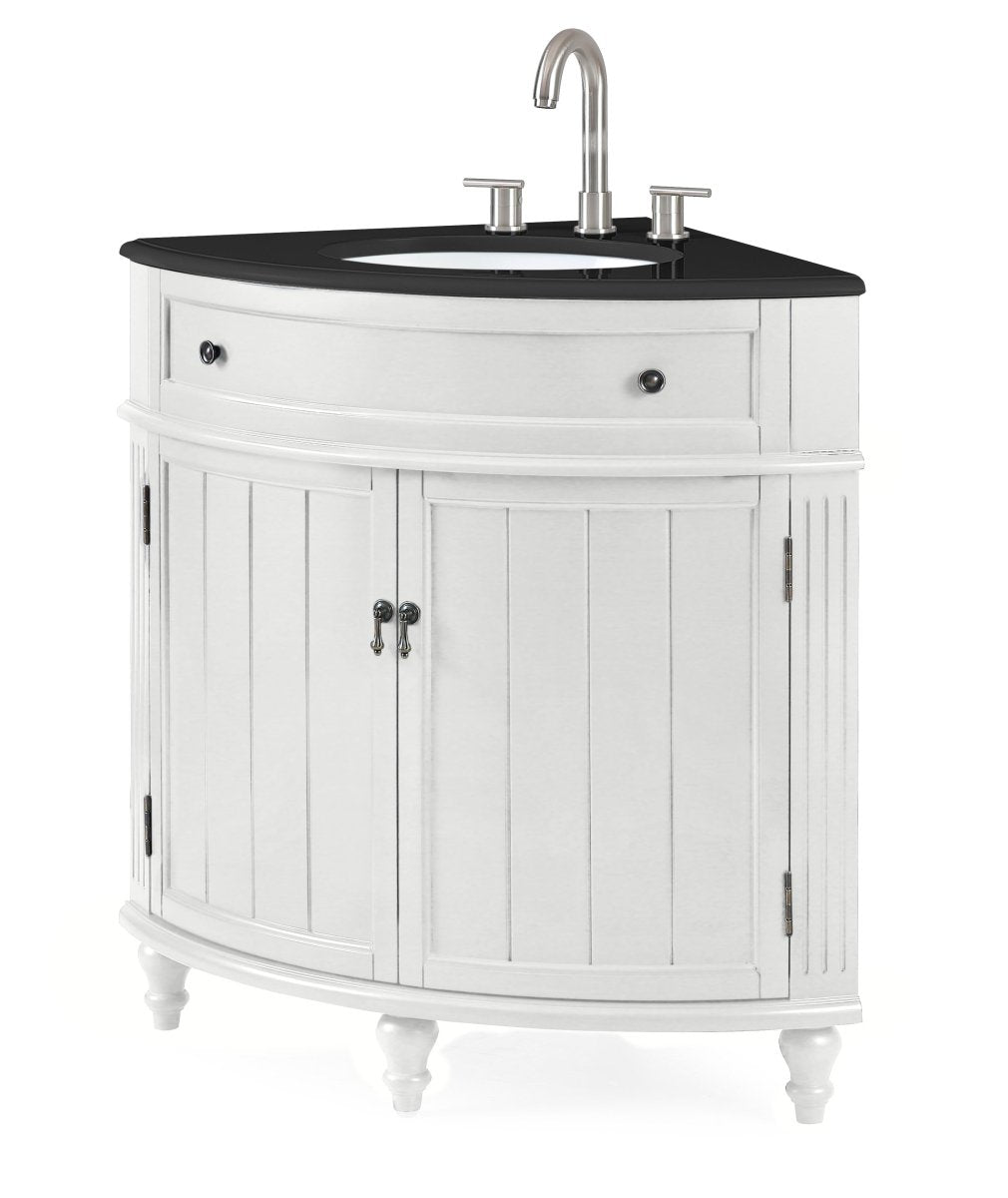 24" Triadsville Corner Shape White Bathroom Sink Vanity With Marble Top - Model # CF-47533GT - Bentoncollections