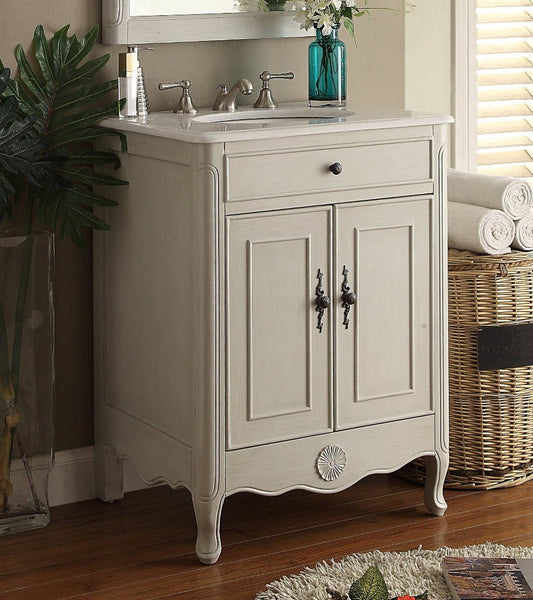 26" Daleville Distressed Gray Cottage style Bathroom Sink Vanity - 838CK - Bentoncollections