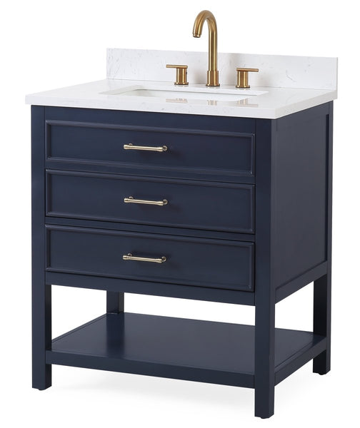 30" Felton Navy Blue Modern Single Sink Bathroom Vanity 7206-NB30 - Bentoncollections