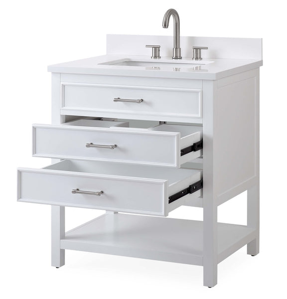 30" Felton White Modern Single Sink Bathroom Vanity 7206-W30 - Bentoncollections
