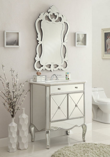 30" inch Adelisa Mirrored Bathroom Vanity with Italian Carrara Marble Countertop BC-506SL-RA - Bentoncollections