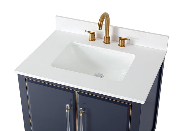 30" Tennant Brand Bertone Navy Blue Modern Bathroom Sink Vanity Q169NB-30QT - Bentoncollections