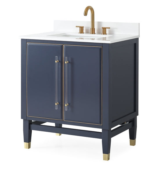 30" Tennant Brand Bertone Navy Blue Modern Bathroom Sink Vanity Q169NB-30QT - Bentoncollections