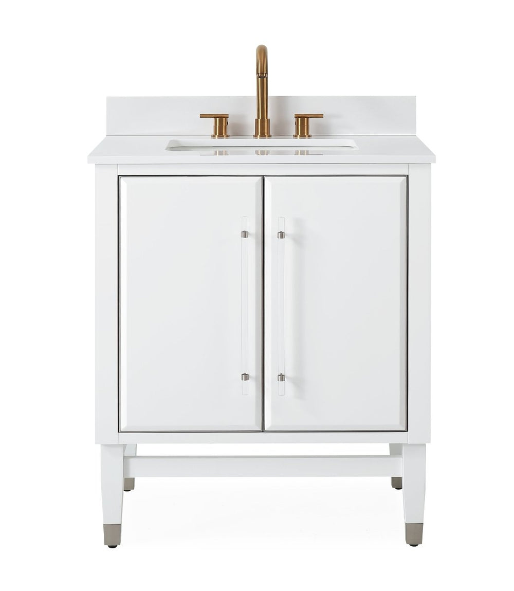 30" Bertone White Modern Bathroom Sink Vanity Q164Wt-30Qt