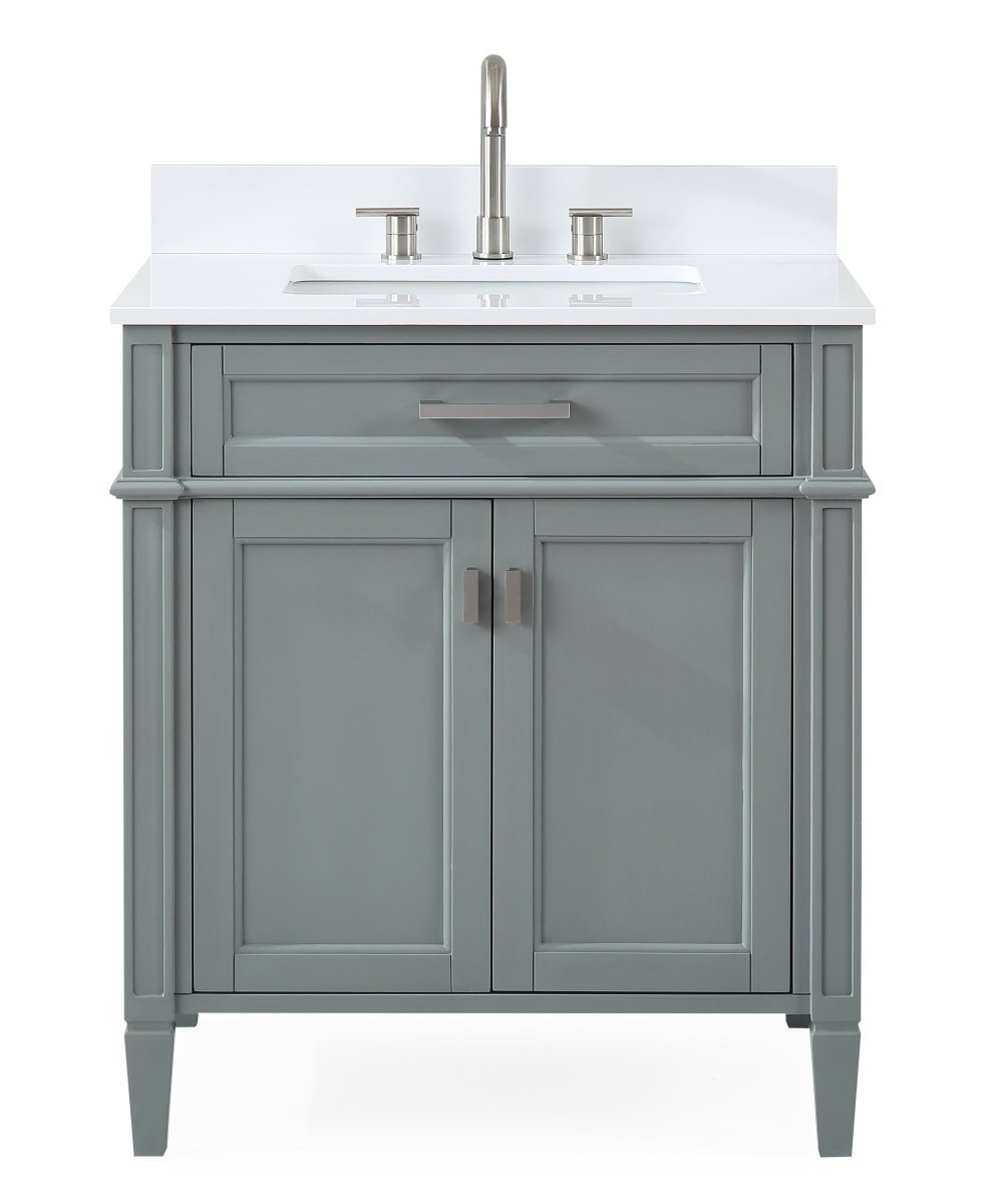 30 Inch Durand Modern Gray Bathroom Sink Vanity with Stone Counter Top