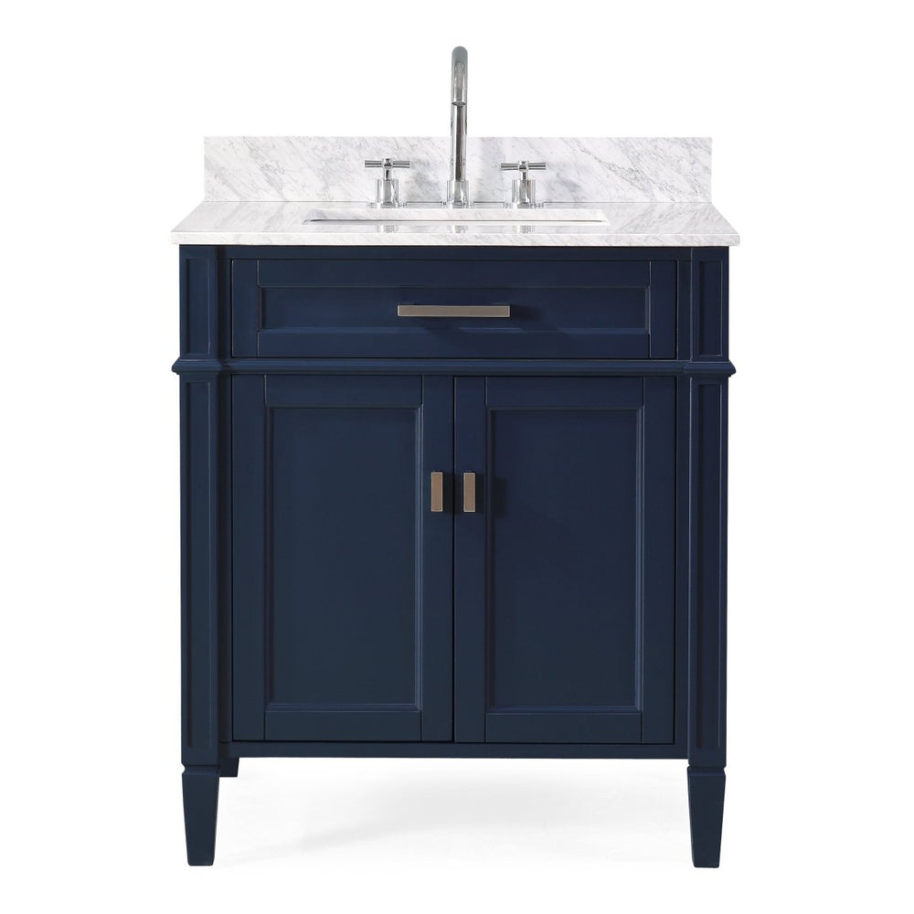 30 Inch Durand Modern Navy Blue Bathroom Sink Vanity with Stone Counter Top